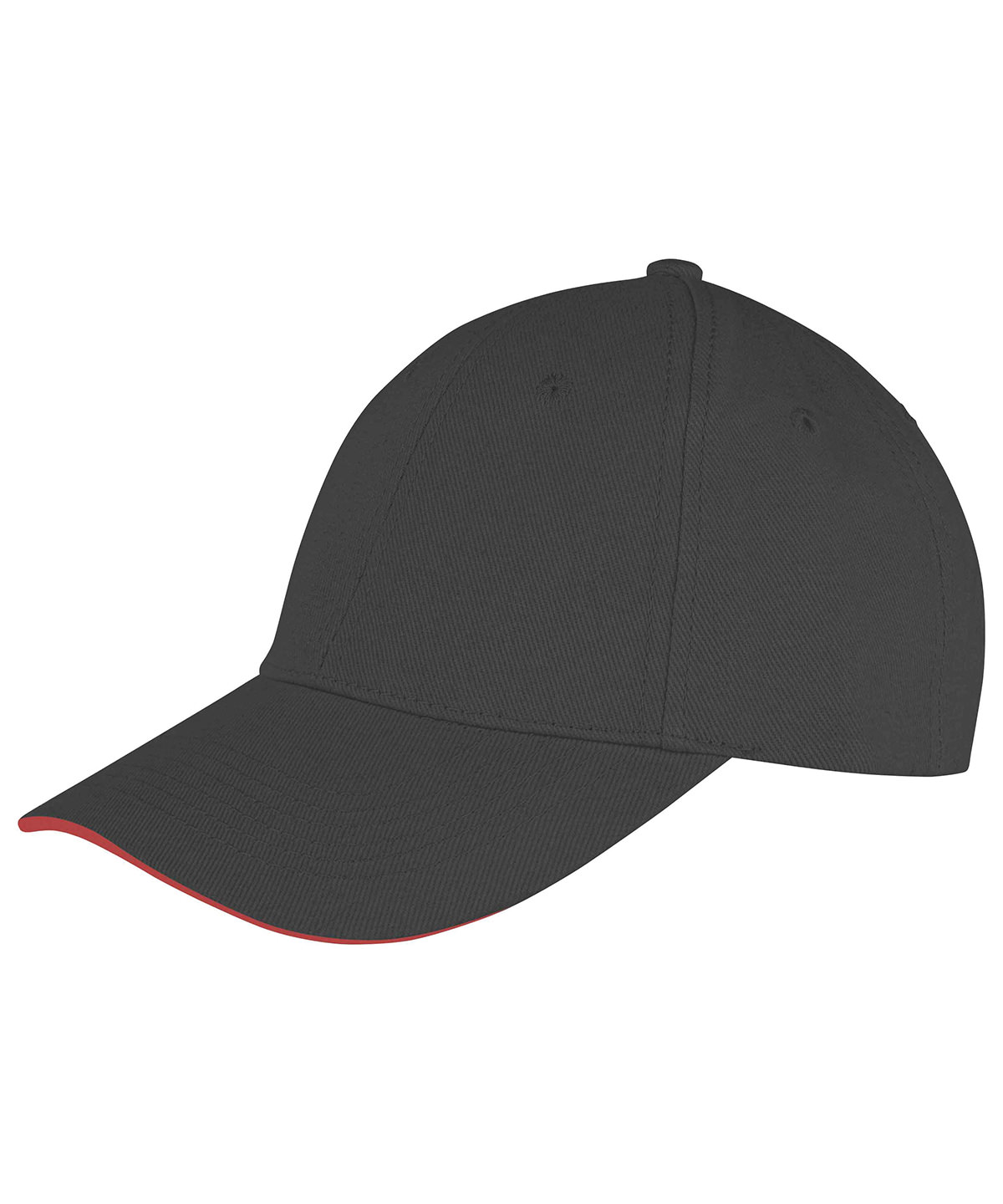 RC091X_black_red.jpg Memphis brushed cotton low-profile sandwich peak cap - Image 1